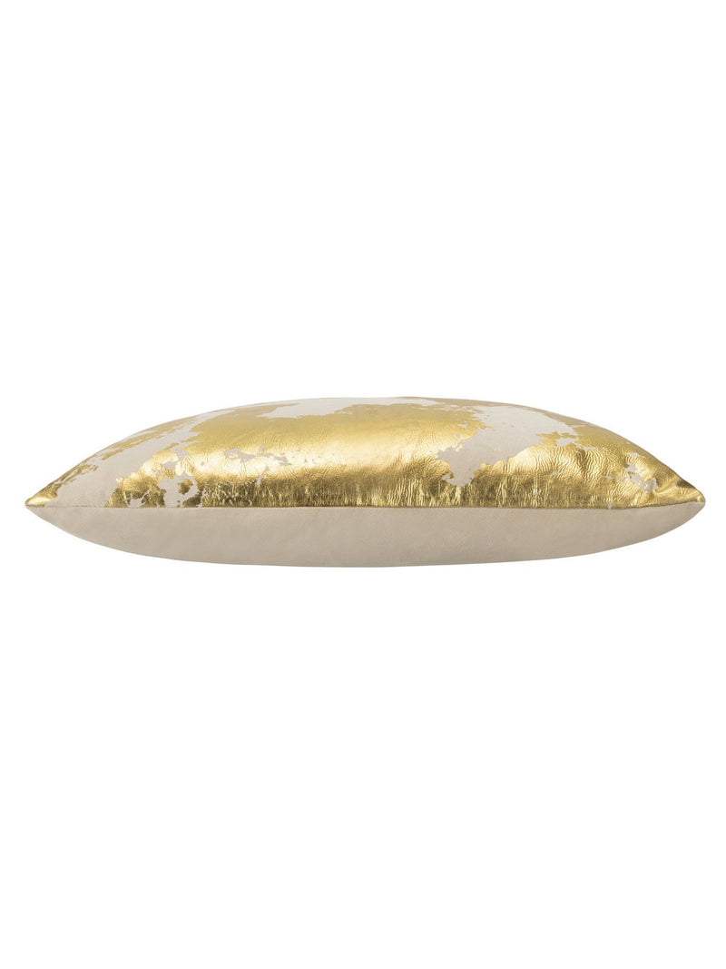 Zara - Beige Velvet Pillow w/ Abstract Gold Foil - 22" x 22"-Inspire Me! Home Decor