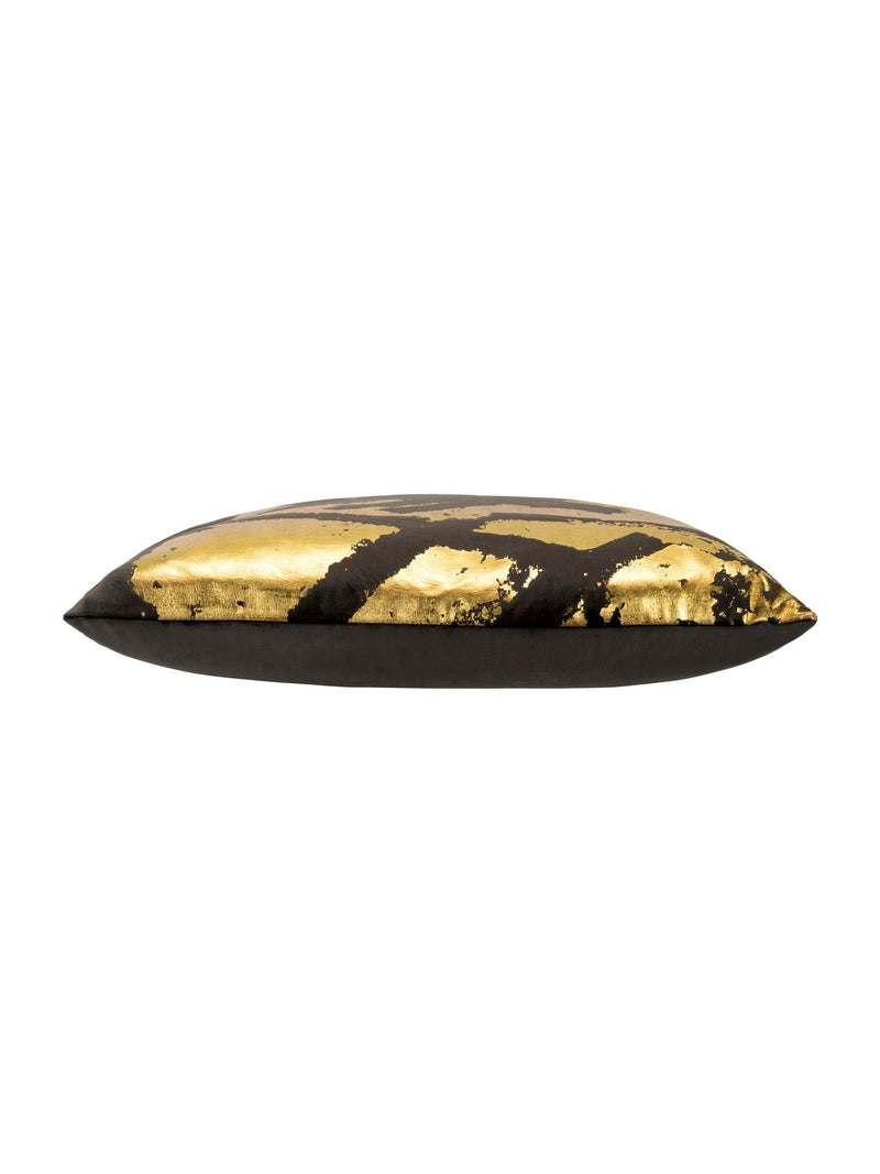 Zara - Charcoal Velvet Pillow w/ Abstract Gold Foil - 22" x 22"-Inspire Me! Home Decor
