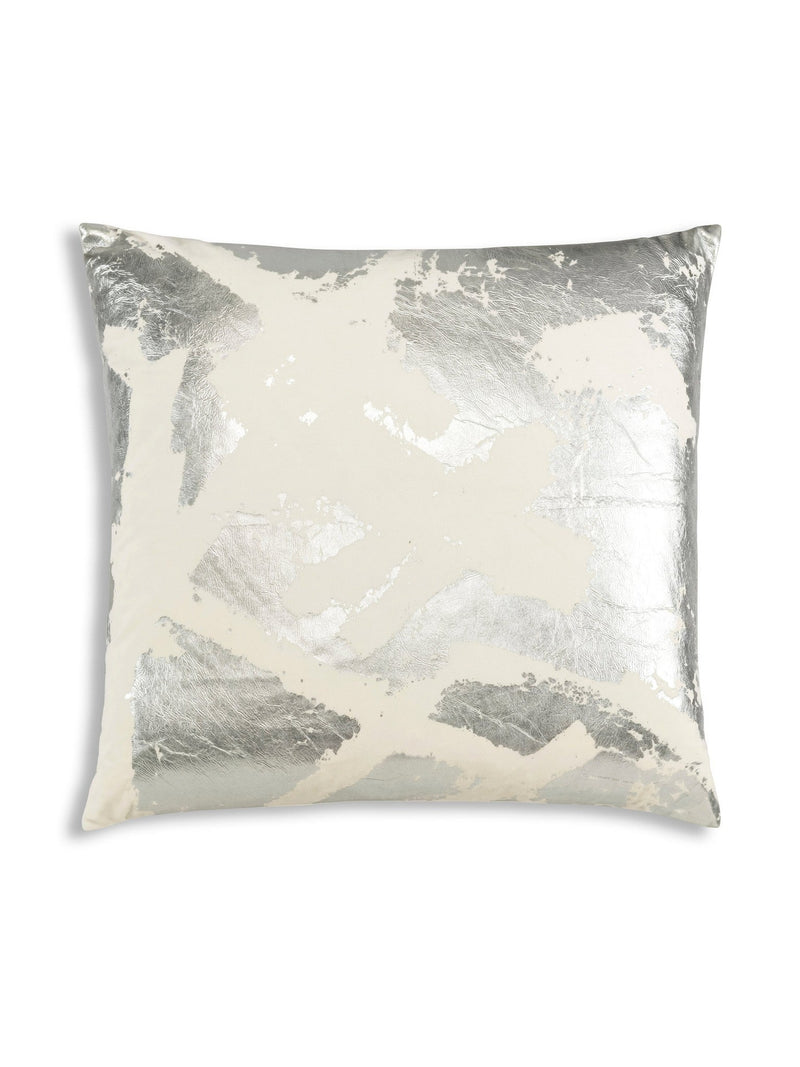 Zara - Ivory Velvet Pillow w/ Abstract Silver Foil - 22" x 22"-Inspire Me! Home Decor