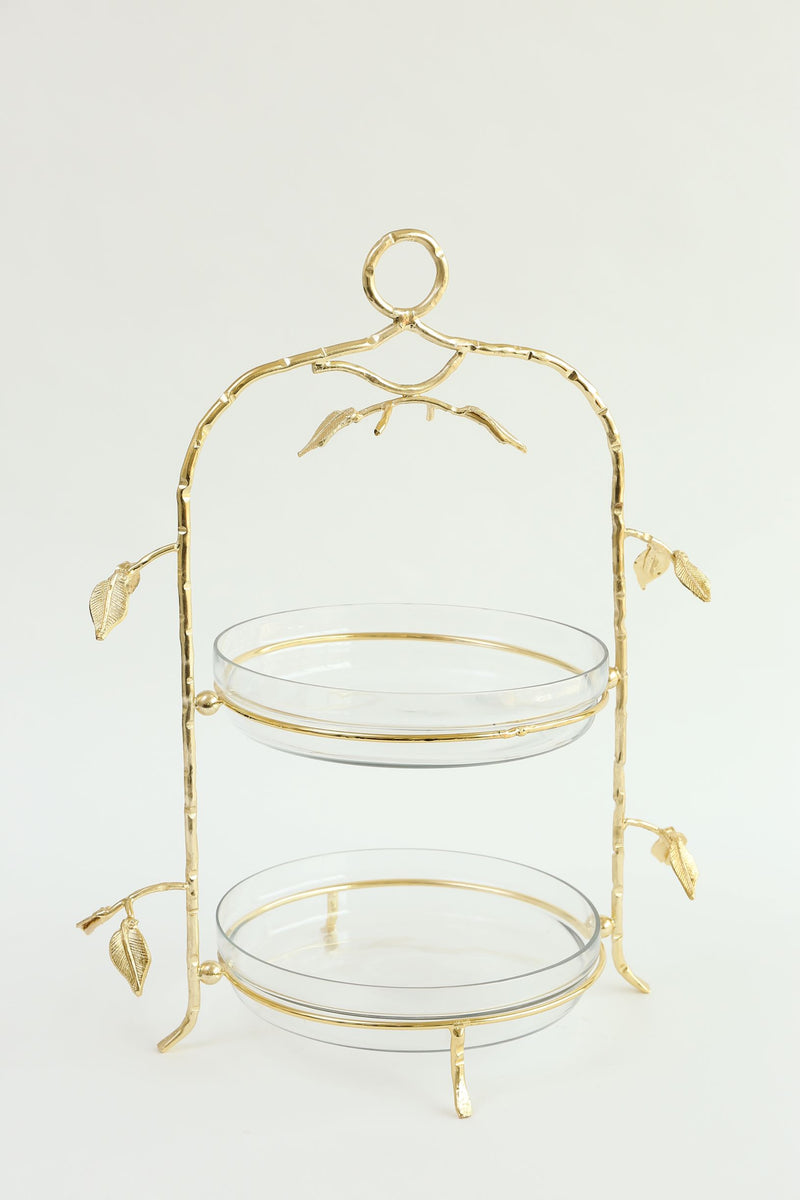 Two-Tiered Gold Leaf Serving Display-Inspire Me! Home Decor