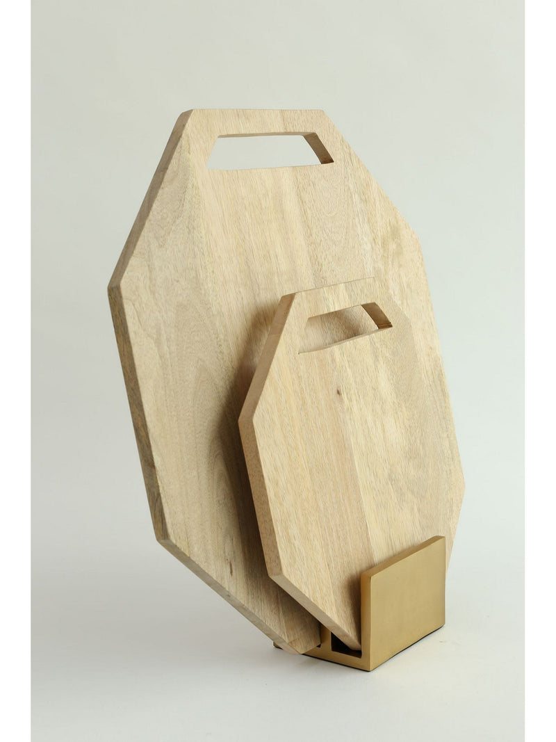 Geometric Mango Wood Boards w/ Gold Stand-Inspire Me! Home Decor