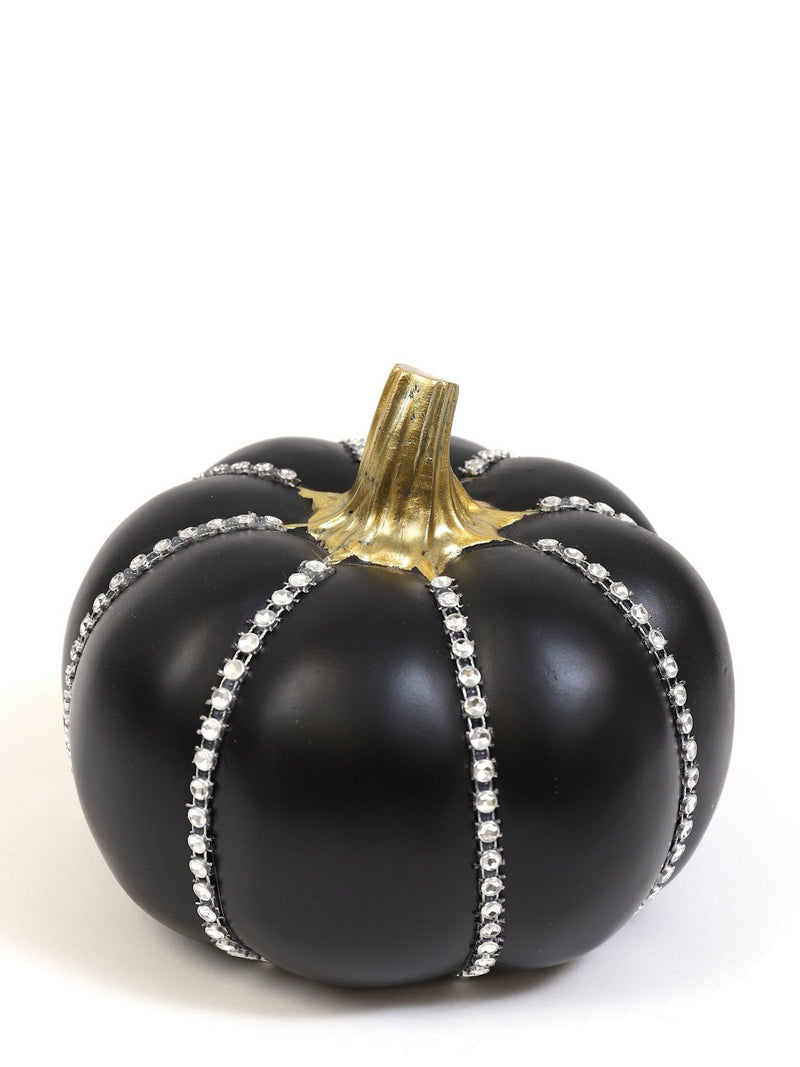 Black Jeweled Resin Pumpkin (2 Sizes)