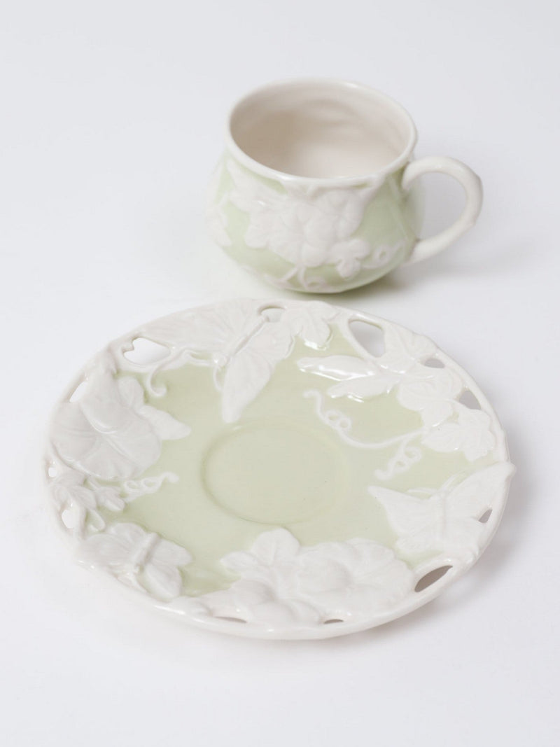 Set of 2 Butterfly Tea Cup & Saucers