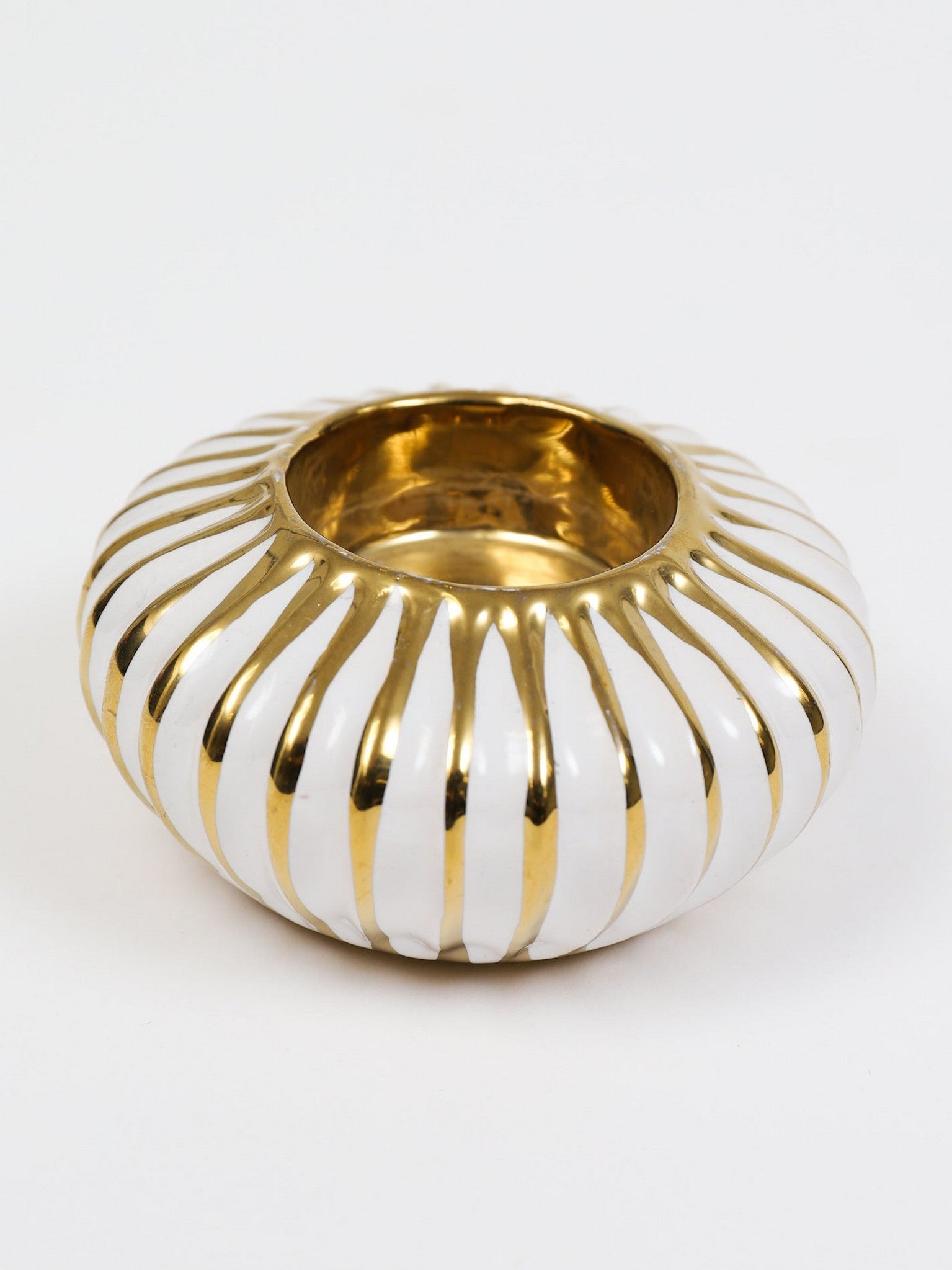 Gold & White Round Detailed Spoon Rest/Tea Light Holder