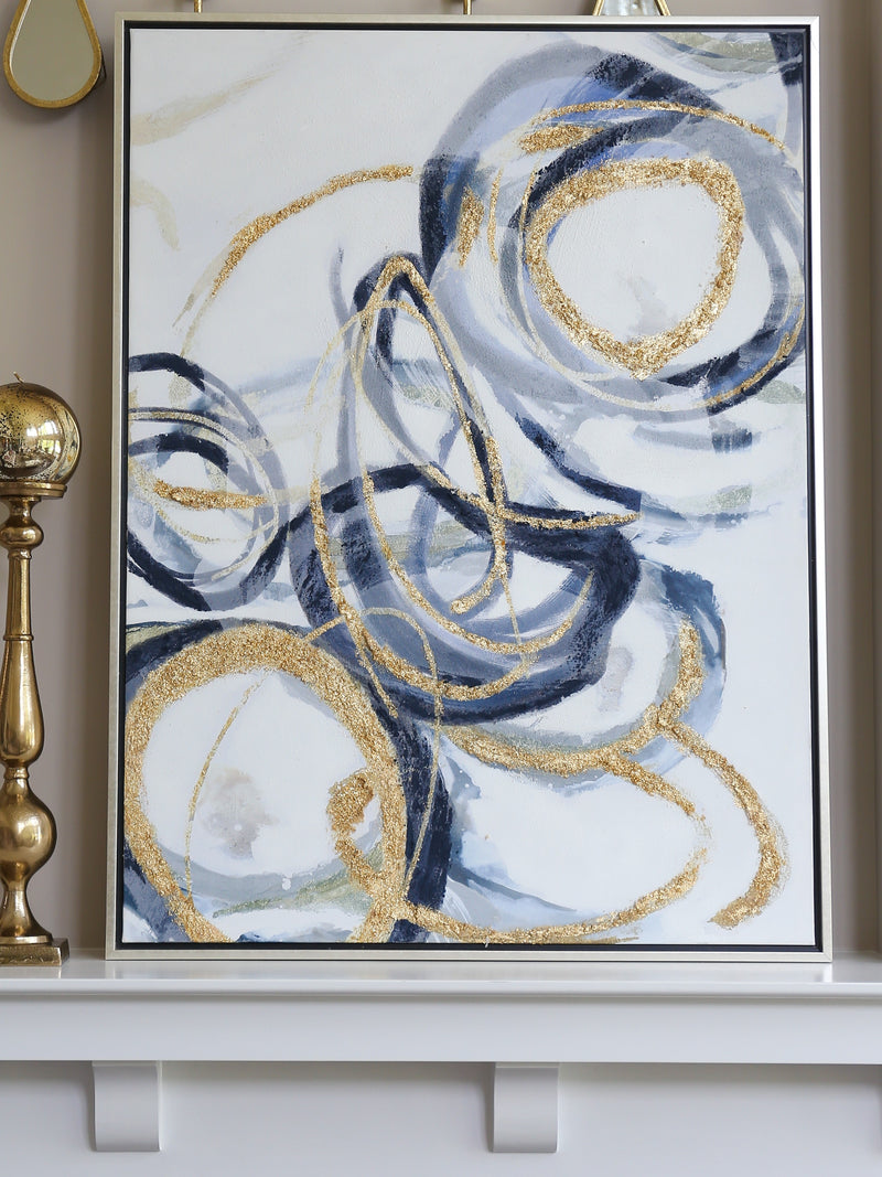 Gold and Navy Blue Abstract Wall Art-Inspire Me! Home Decor