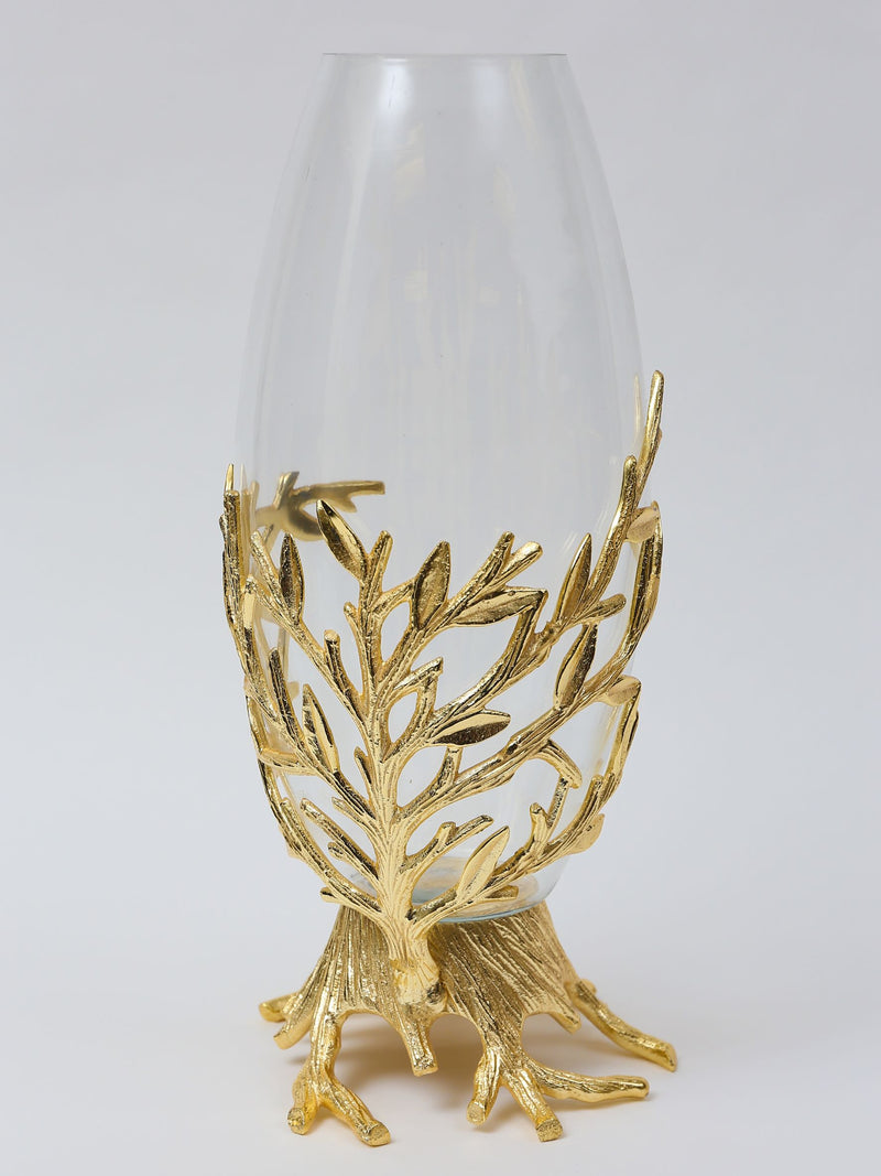 Gold Metal Branch and Glass Vase-Inspire Me! Home Decor