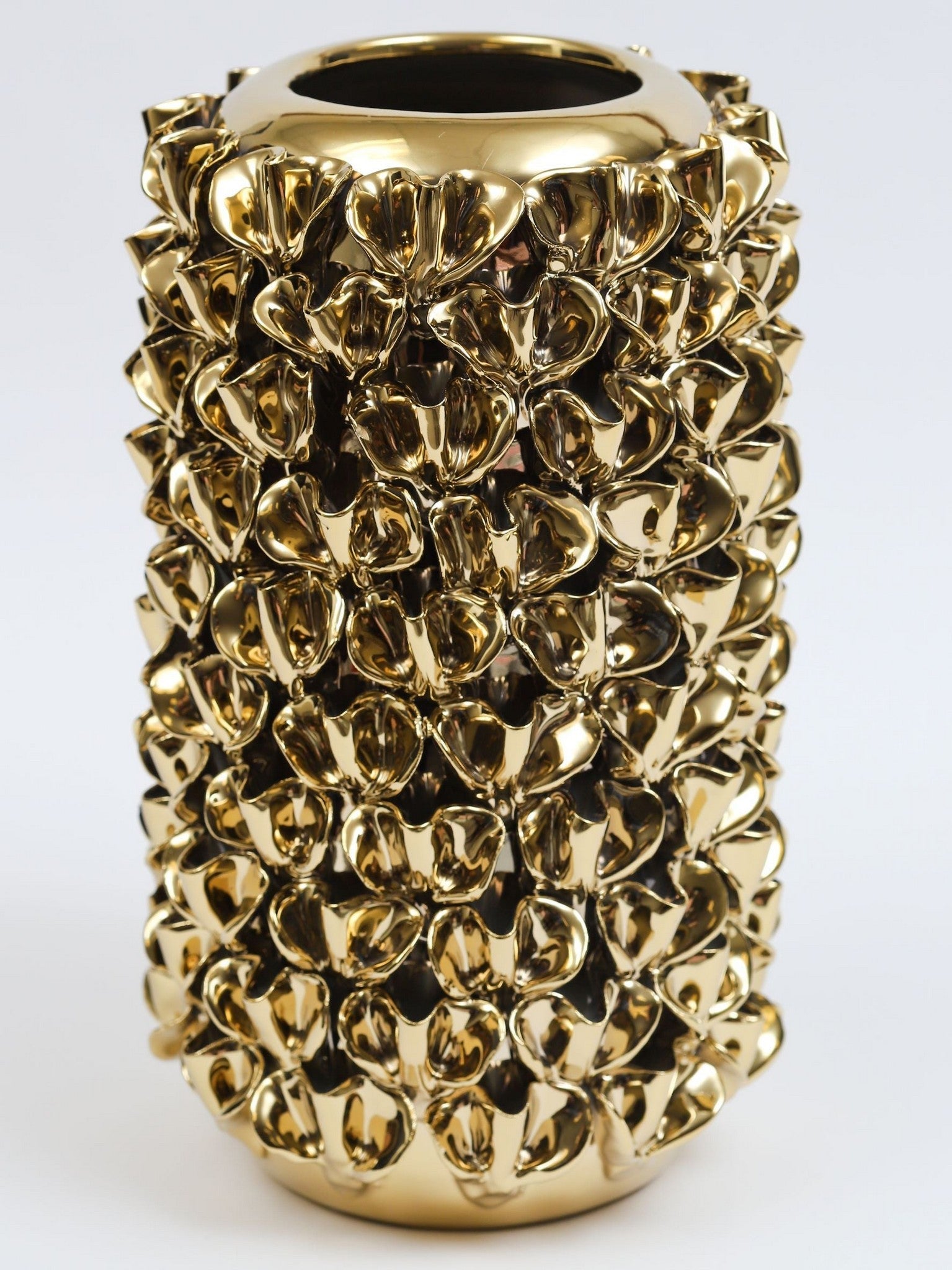 Gold Vase with Petal Design-Inspire Me! Home Decor