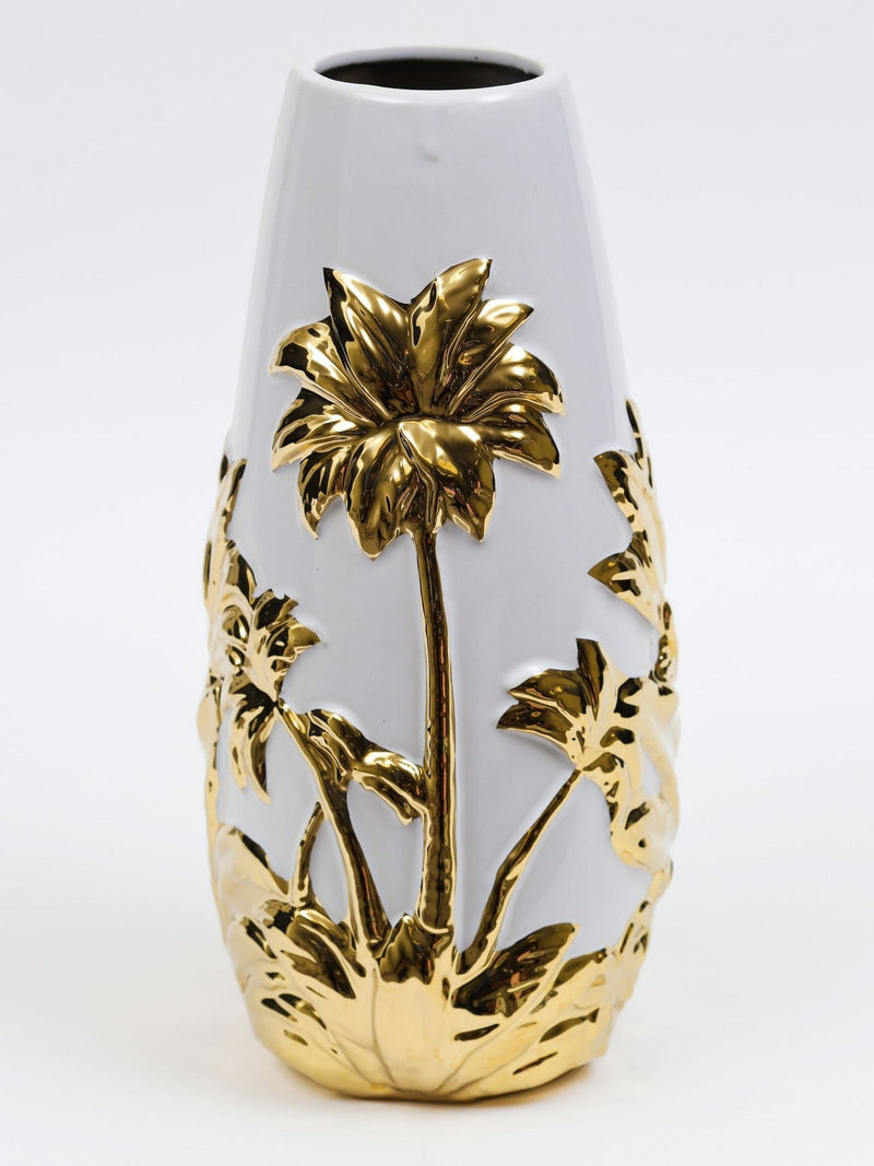 White Porcelain Vase with Gold Tree Design-Inspire Me! Home Decor