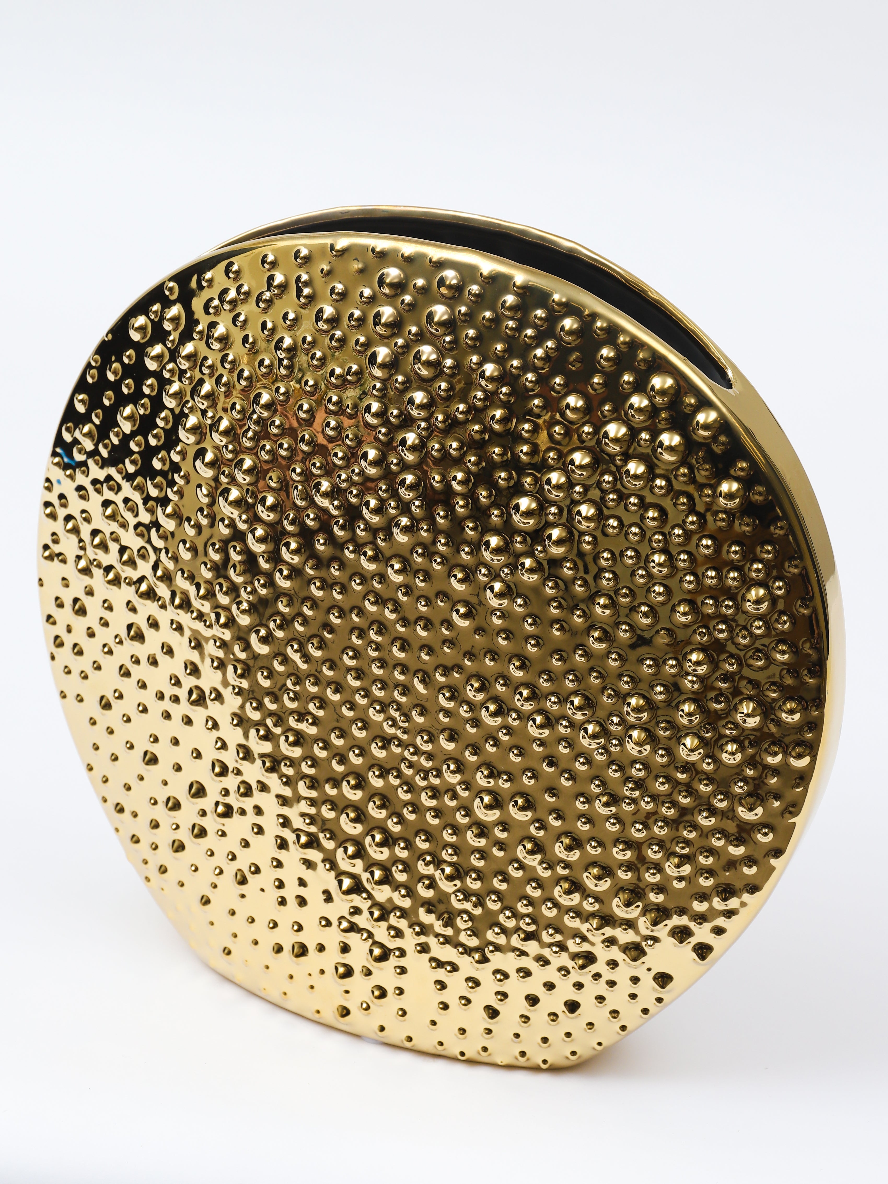 Studded Gold Round Vase-Inspire Me! Home Decor