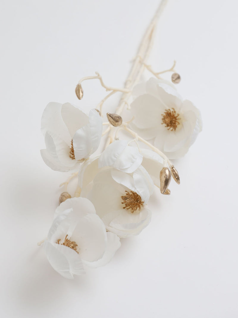 White and Gold Magnolia Stem-Inspire Me! Home Decor