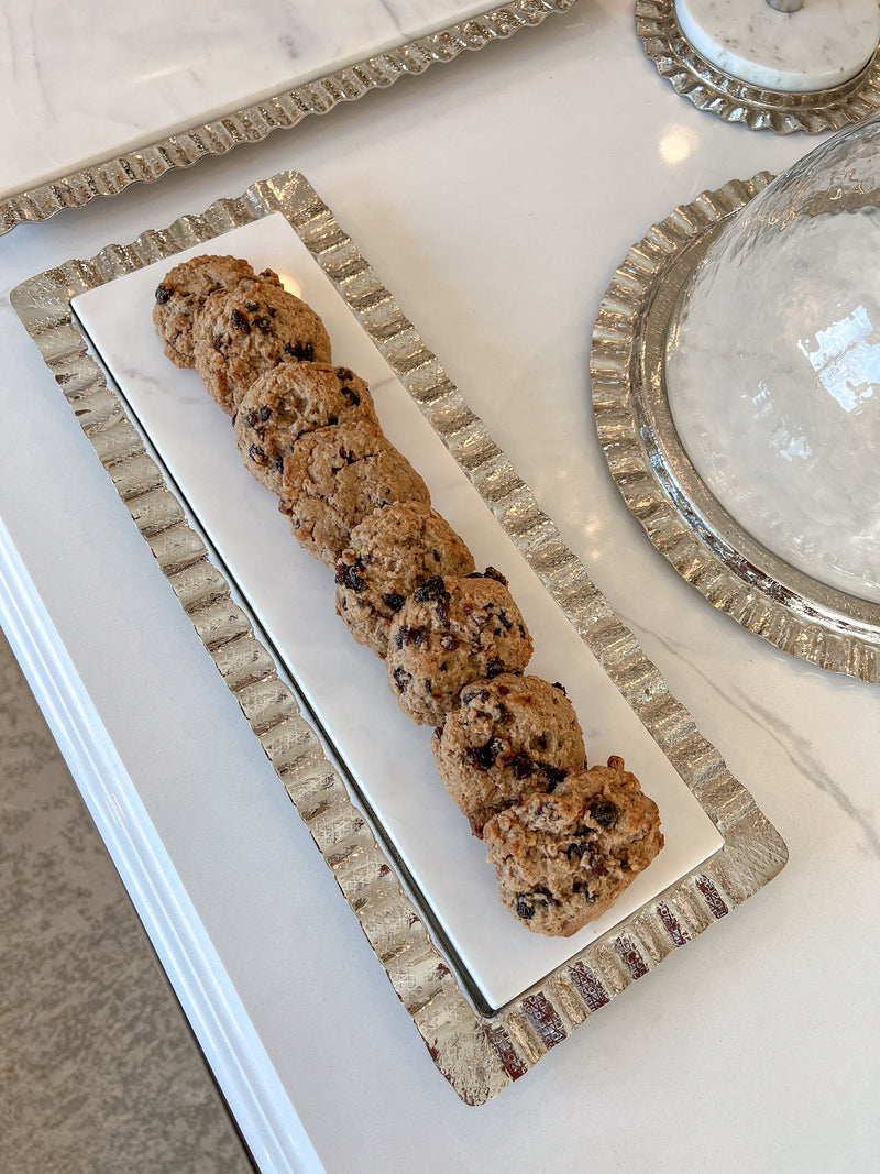 Long Marble Tray with Metal Ripple Edge (2 Colors)