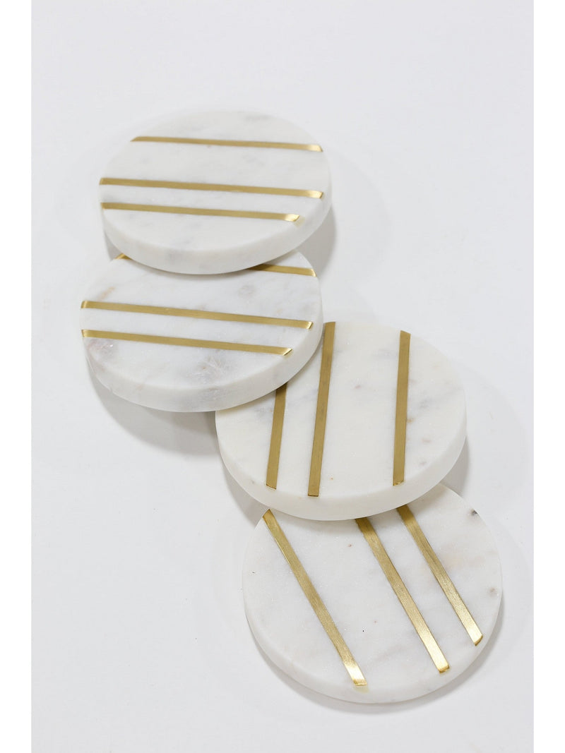 Marble Round Coasters with Gold Inlay (Set of 4)-Inspire Me! Home Decor