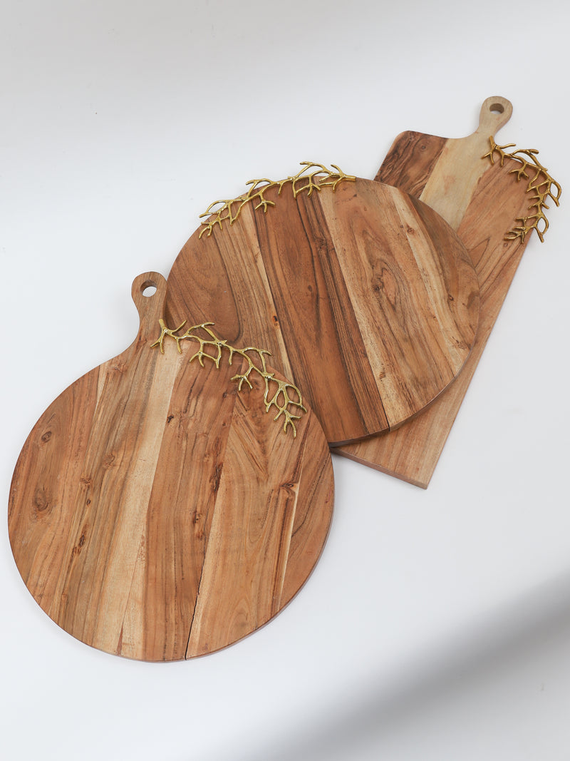 Round Wood Charcuterie Board with Textured Design " From Pops Of Color Home Collection"