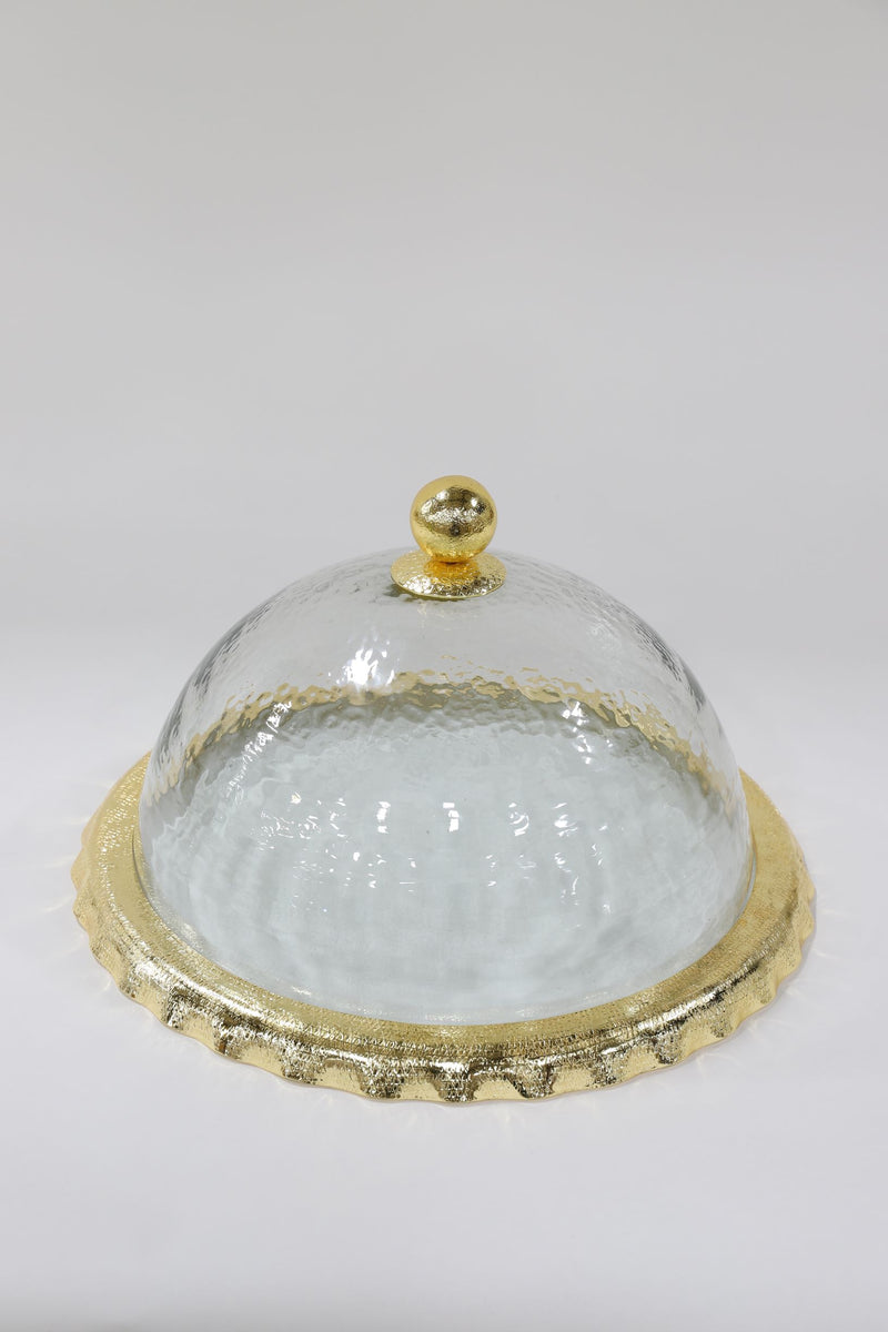 Gold Bordered Glass Cake Dome-Inspire Me! Home Decor