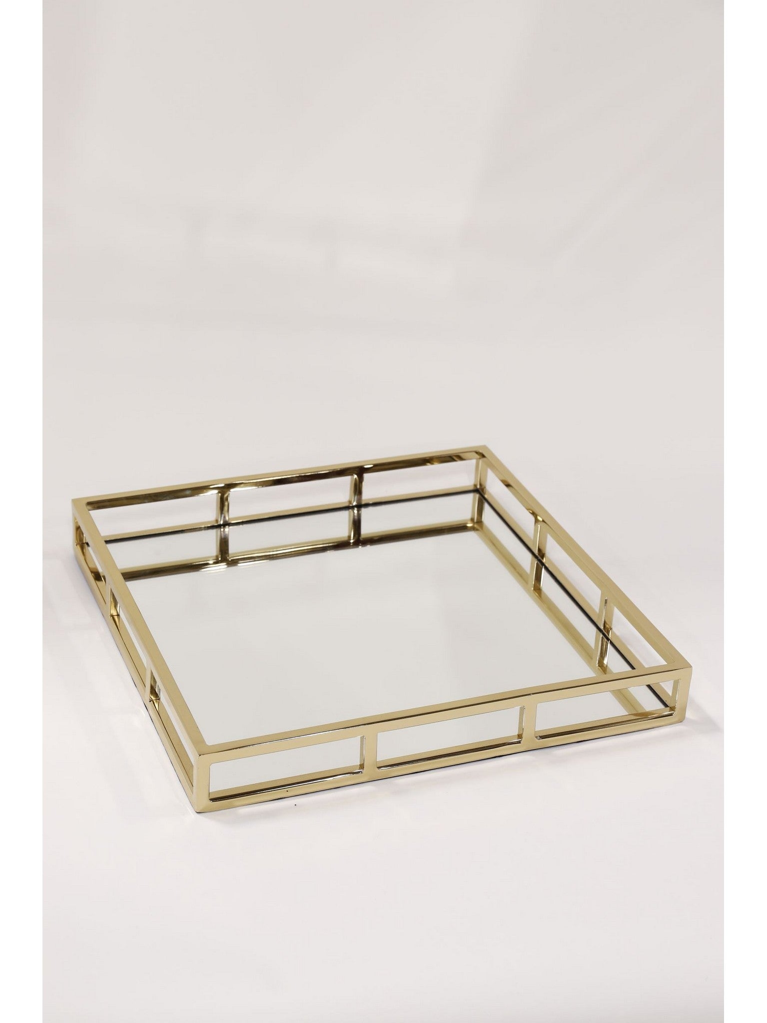 Gold Square Mirror Glass Tray-Inspire Me! Home Decor