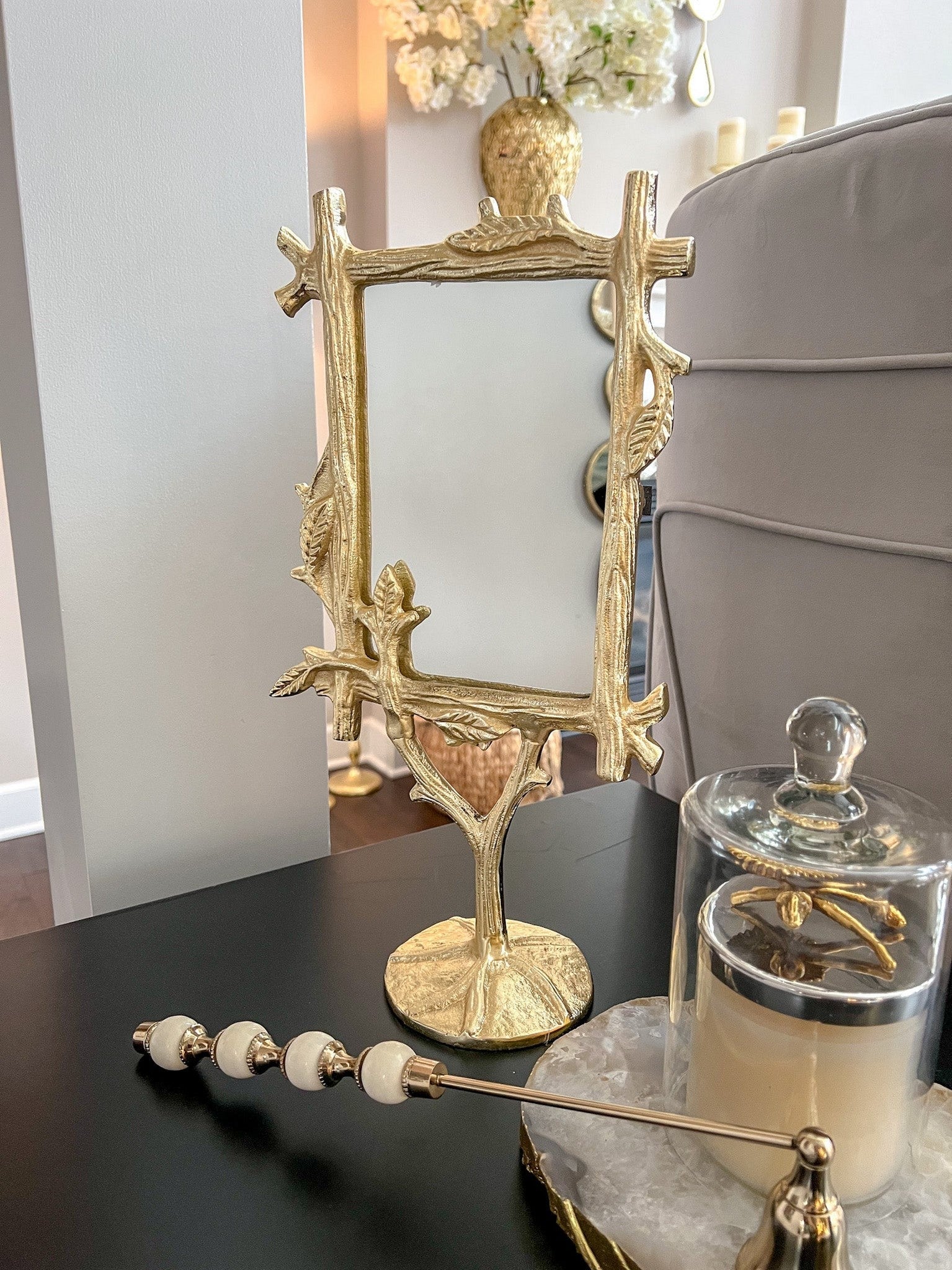 Gold Branch Design Table Mirror