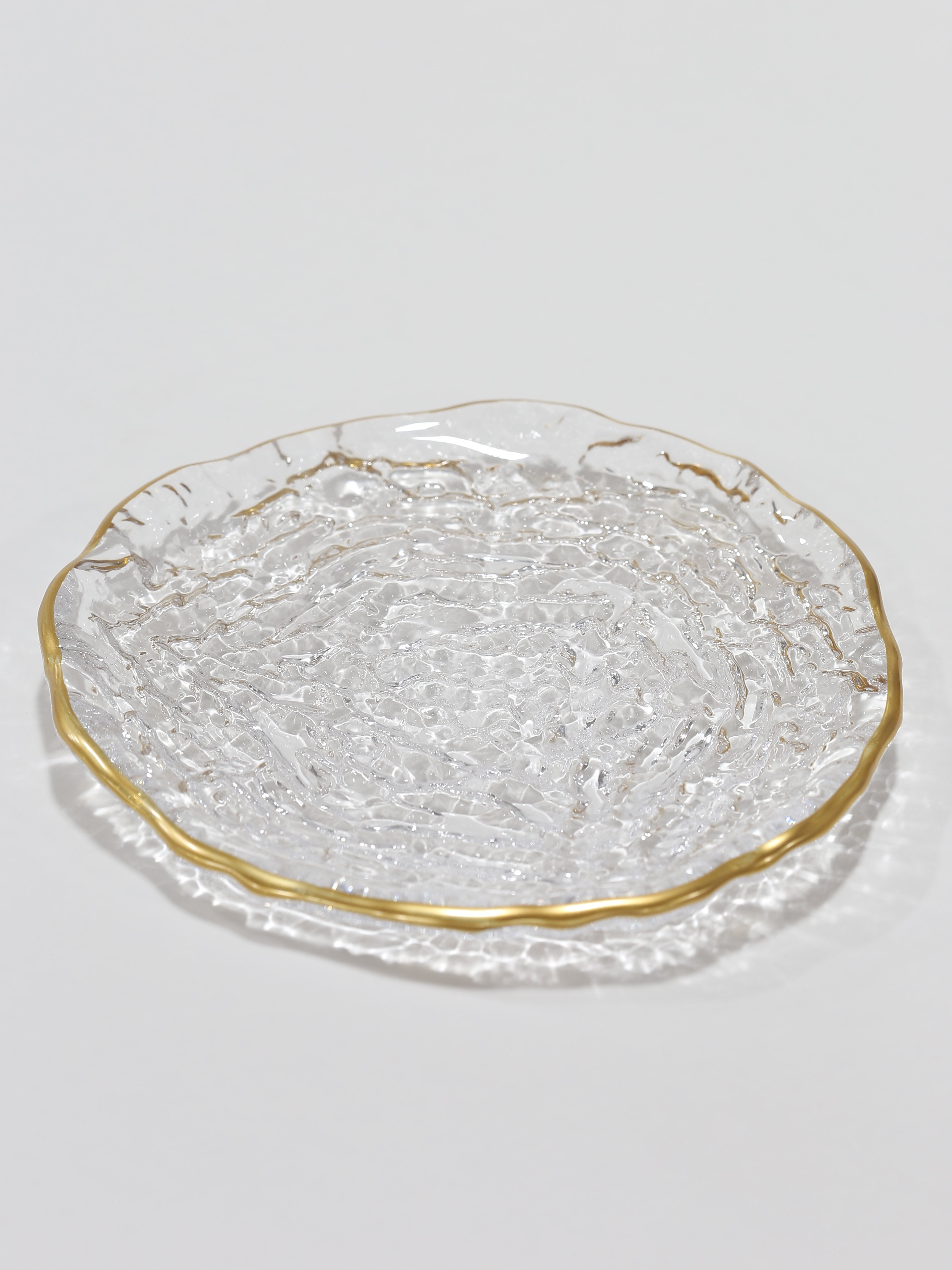 Glass Textured Salad Plate with Gold Trim-Inspire Me! Home Decor