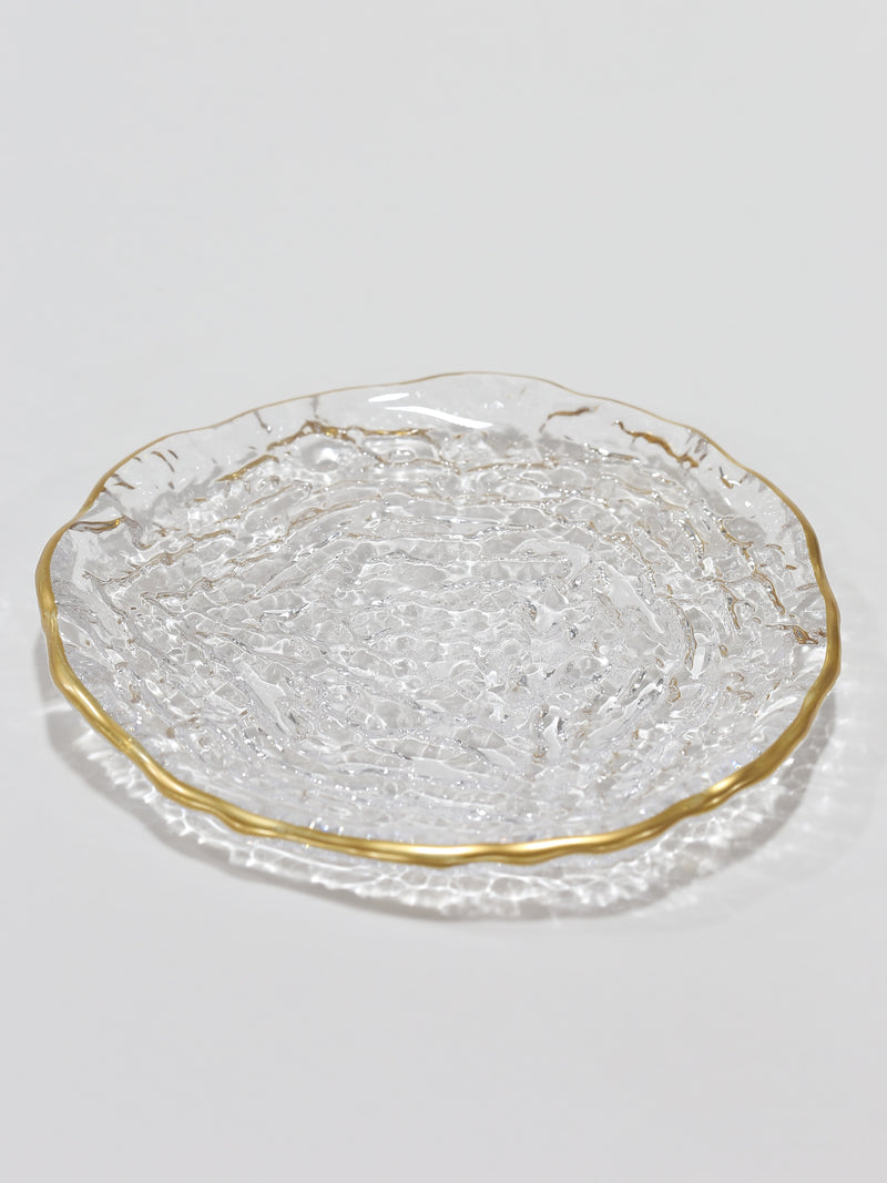 Glass Textured Salad Plate with Gold Trim-Inspire Me! Home Decor
