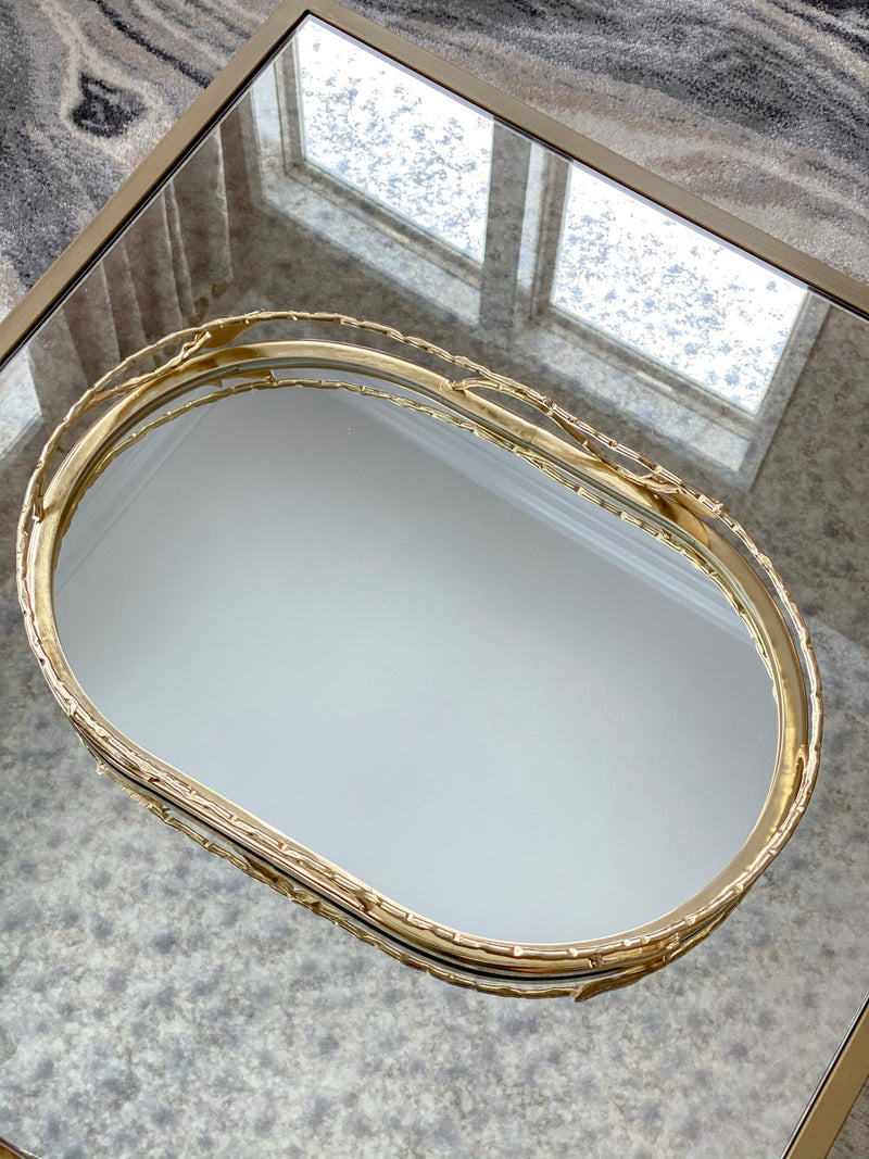 Mirrored Leaf Tray-Inspire Me! Home Decor