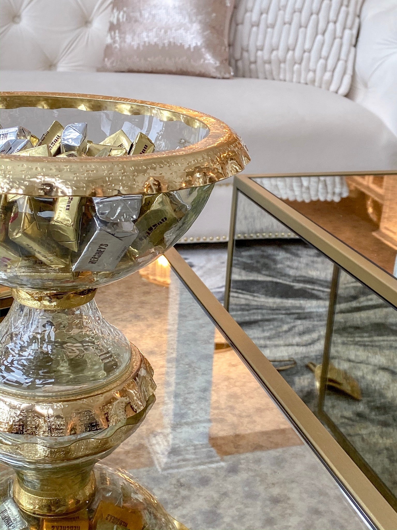 Glass & Gold Metal Bowl-Inspire Me! Home Decor