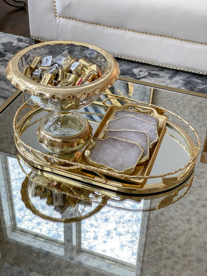 Glass & Gold Metal Bowl-Inspire Me! Home Decor