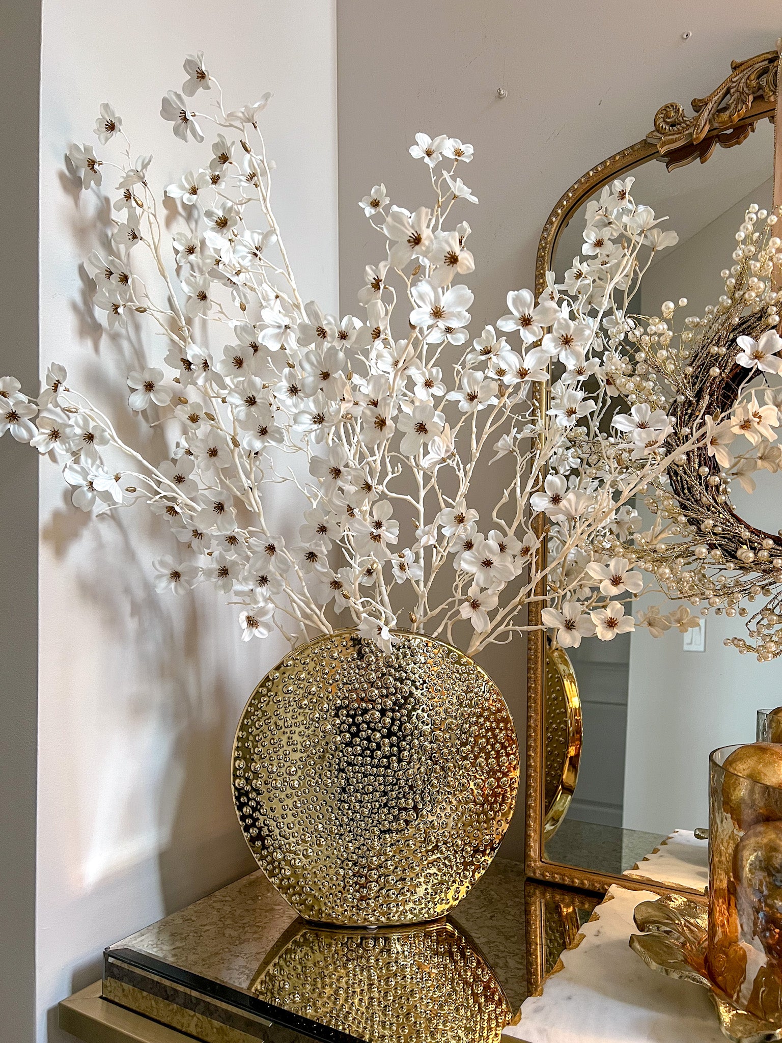 Studded Gold Round Vase-Inspire Me! Home Decor