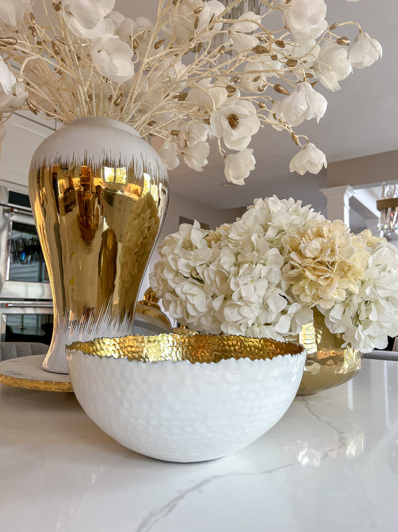 White and Gold Salad Bowl-Inspire Me! Home Decor