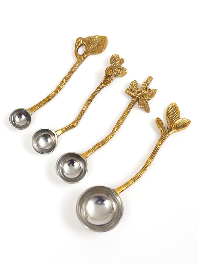 Set of 4 Spice Spoons with Gold Detailed Handles