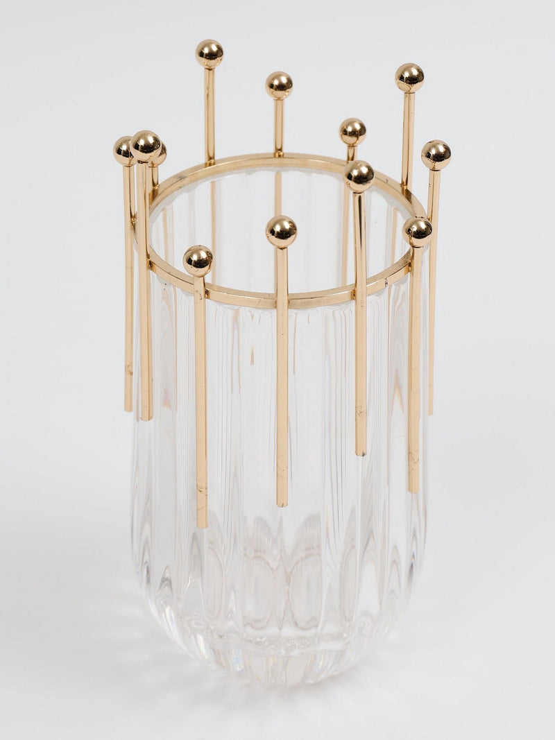 Glass Vase with Gold Circle Details (2 Sizes)