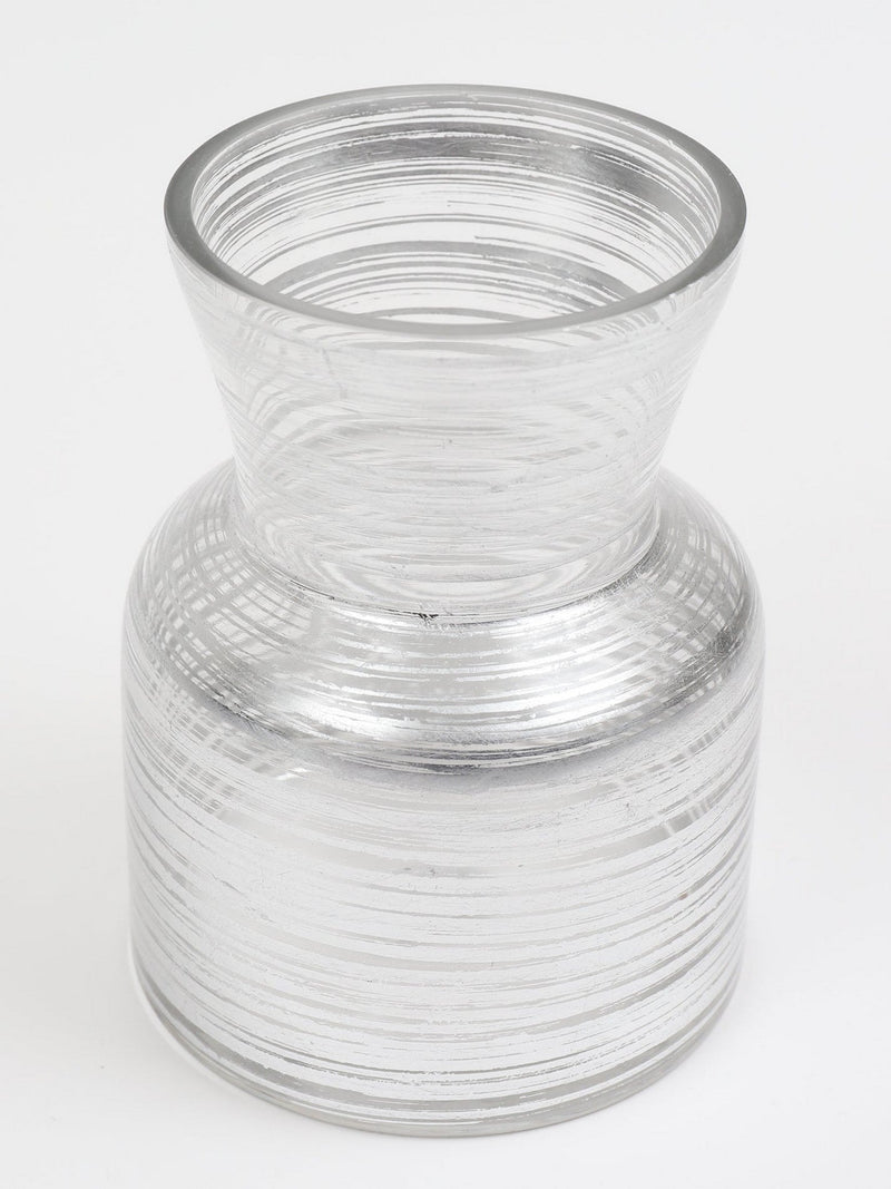 Glass Vase with Metallic Silver Details