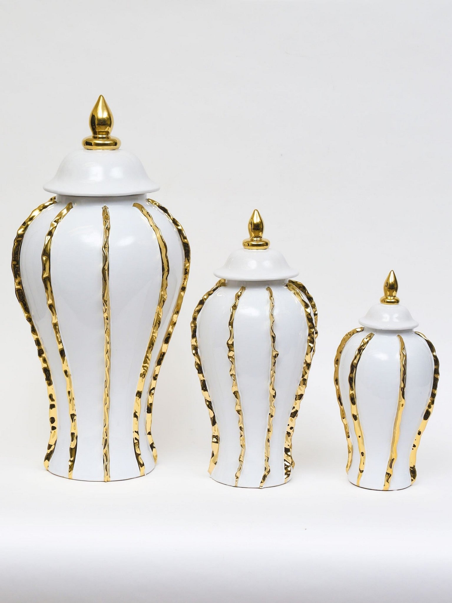 White Ginger Jar with Gold Details (3 Sizes)