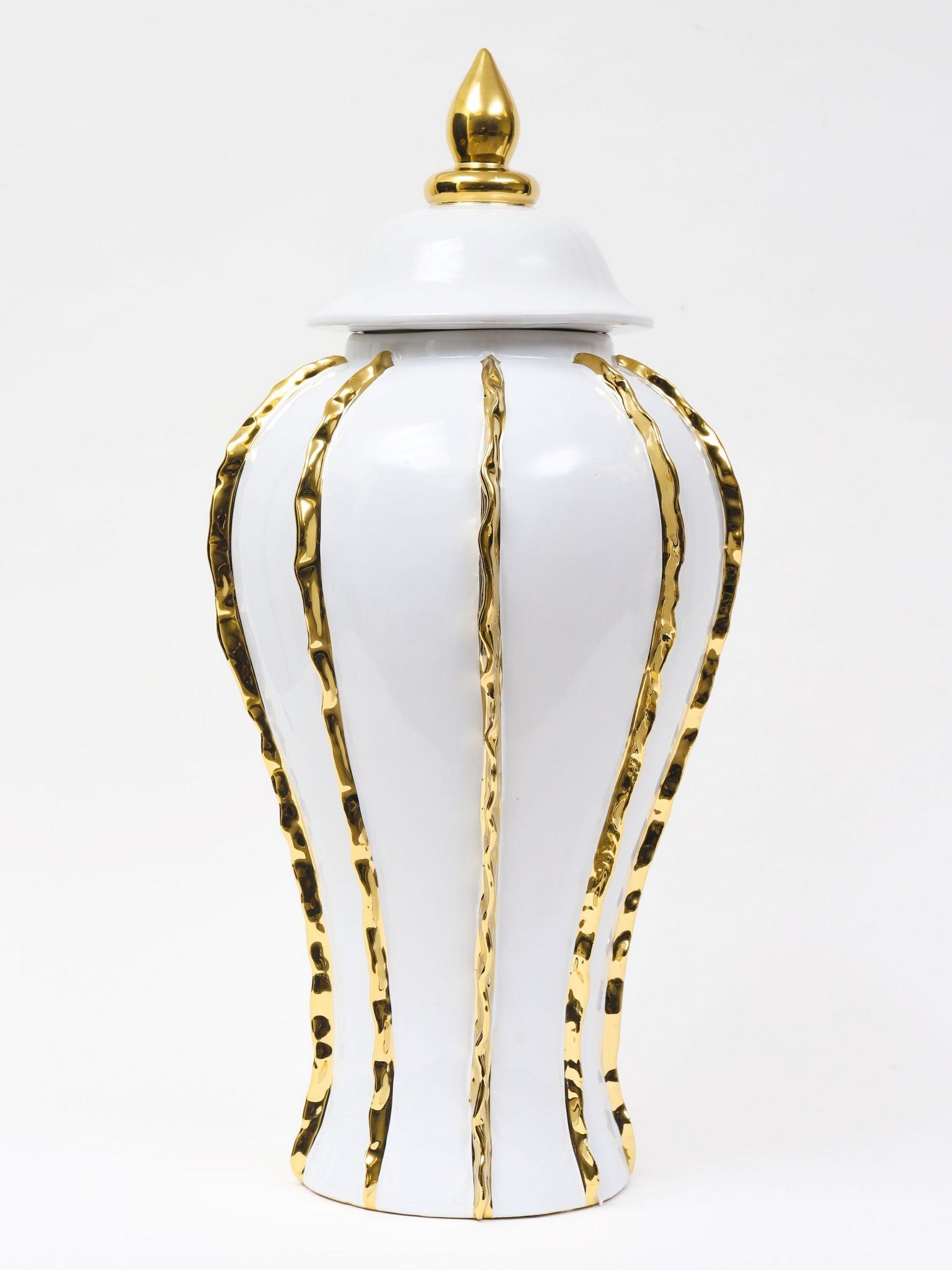 White Ginger Jar with Gold Details (3 Sizes)