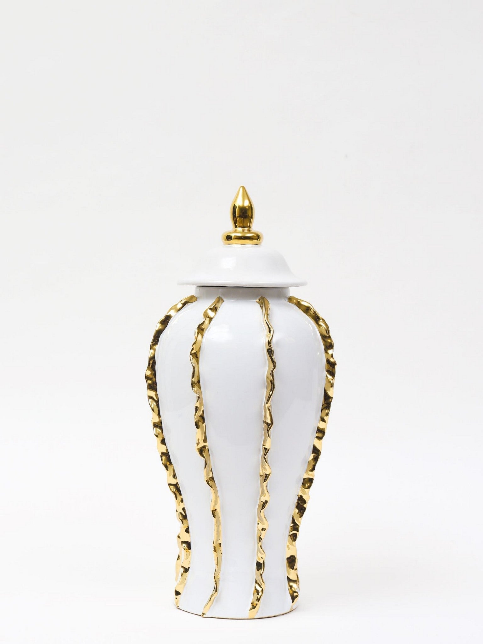 White Ginger Jar with Gold Details (3 Sizes)