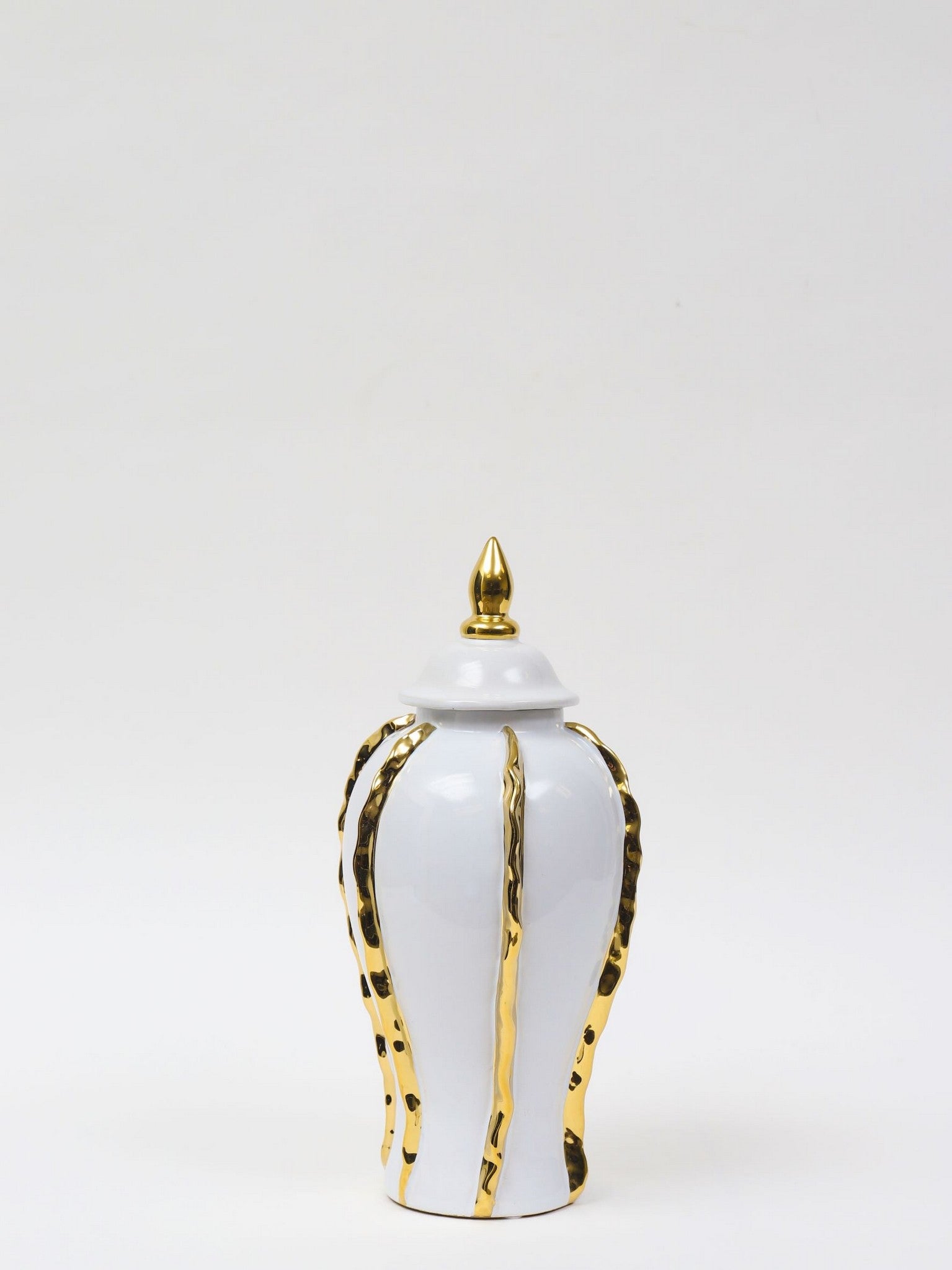 White Ginger Jar with Gold Details (3 Sizes)