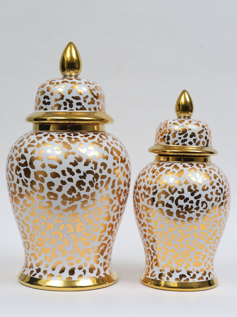 Gold Leopard Print Ginger Jar (2 Sizes)