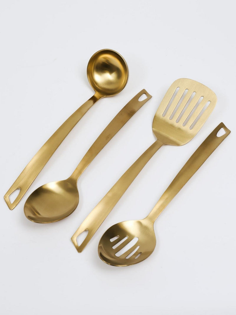 Matte Gold Slotted Serving Spoon