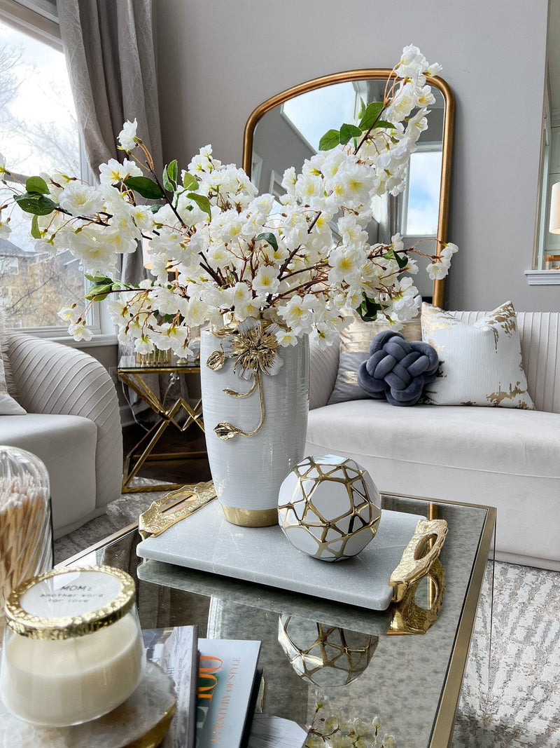 White & Gold Flower Vase