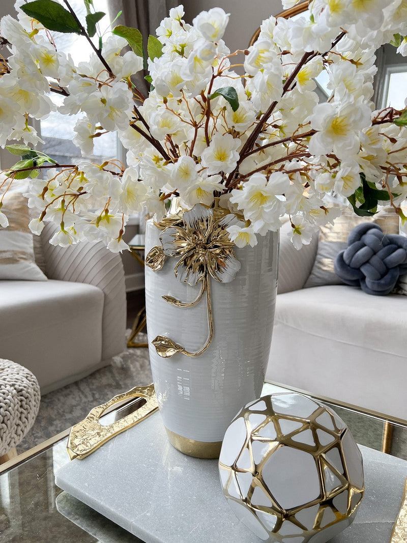 White & Gold Flower Vase