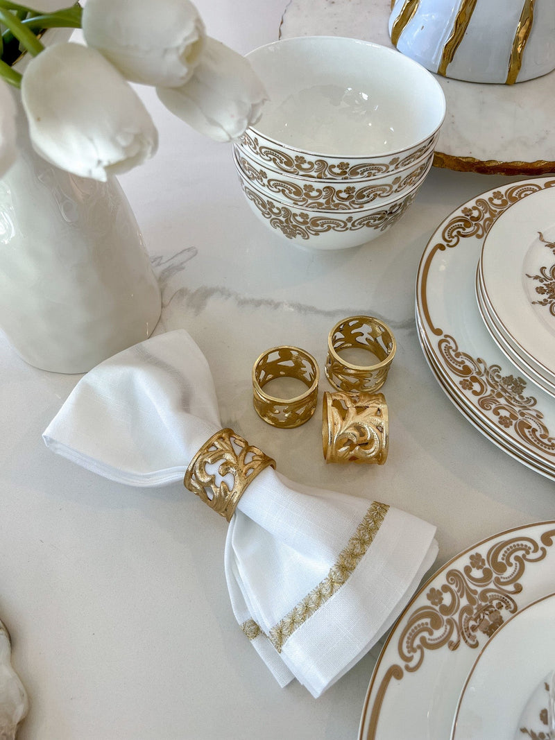 Set of 4 Gold Baroque Napkin Rings