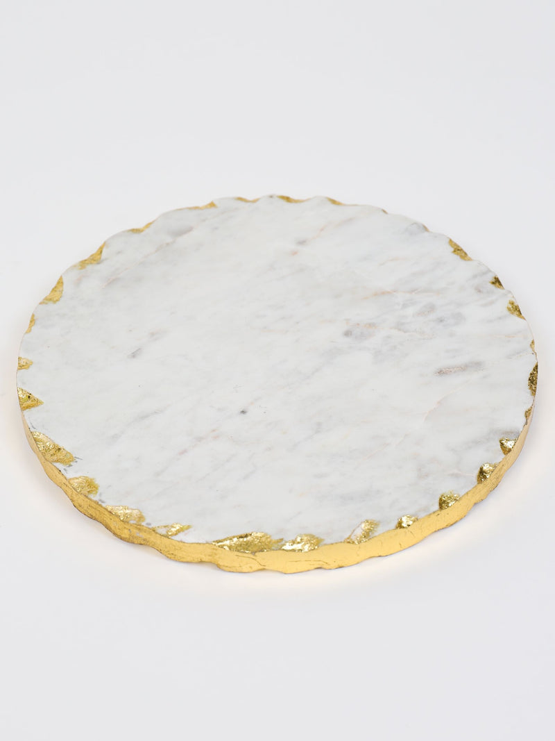 Round Marble Trivet with Gold Edge (2 Sizes)
