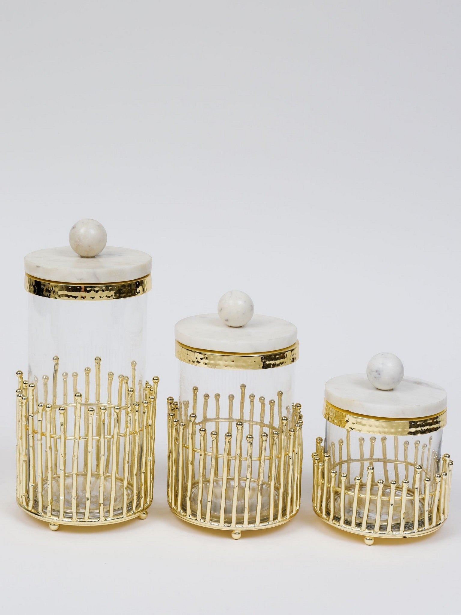 Glass Canisters with Gold Linear Details (3 Sizes)