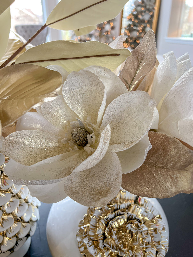 White Sparkle Magnolia Spray-Inspire Me! Home Decor