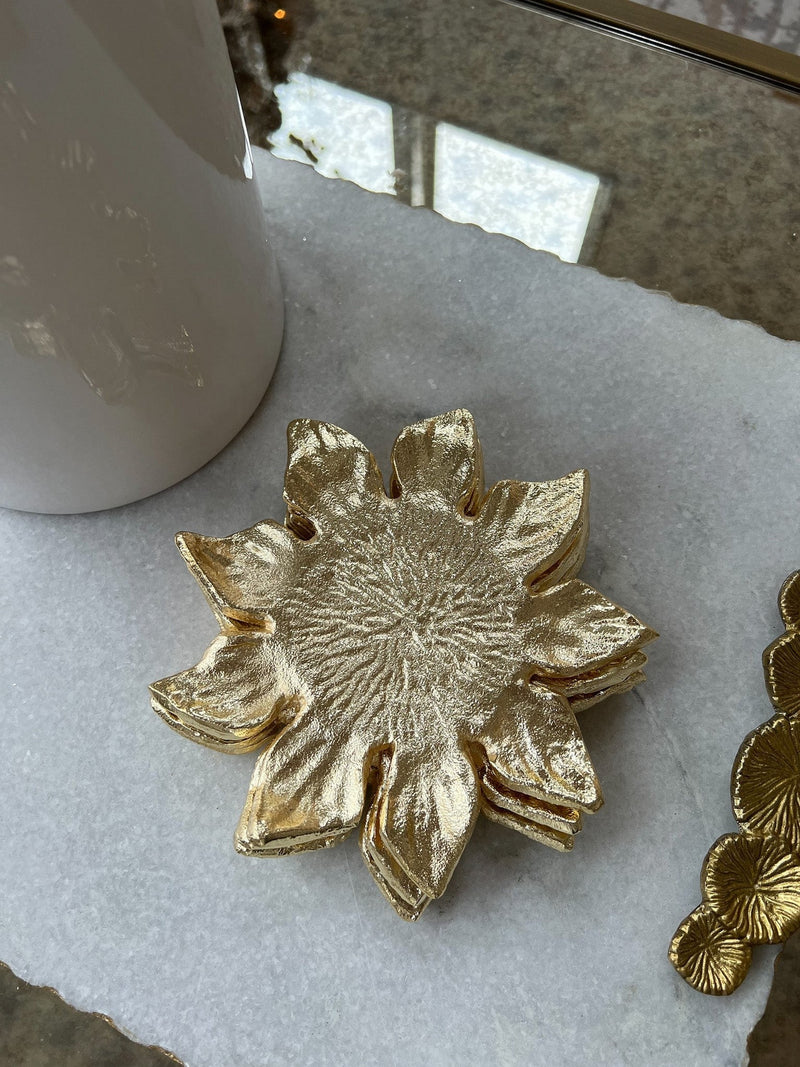 Gold Flower Coasters (Set of 4)-Inspire Me! Home Decor