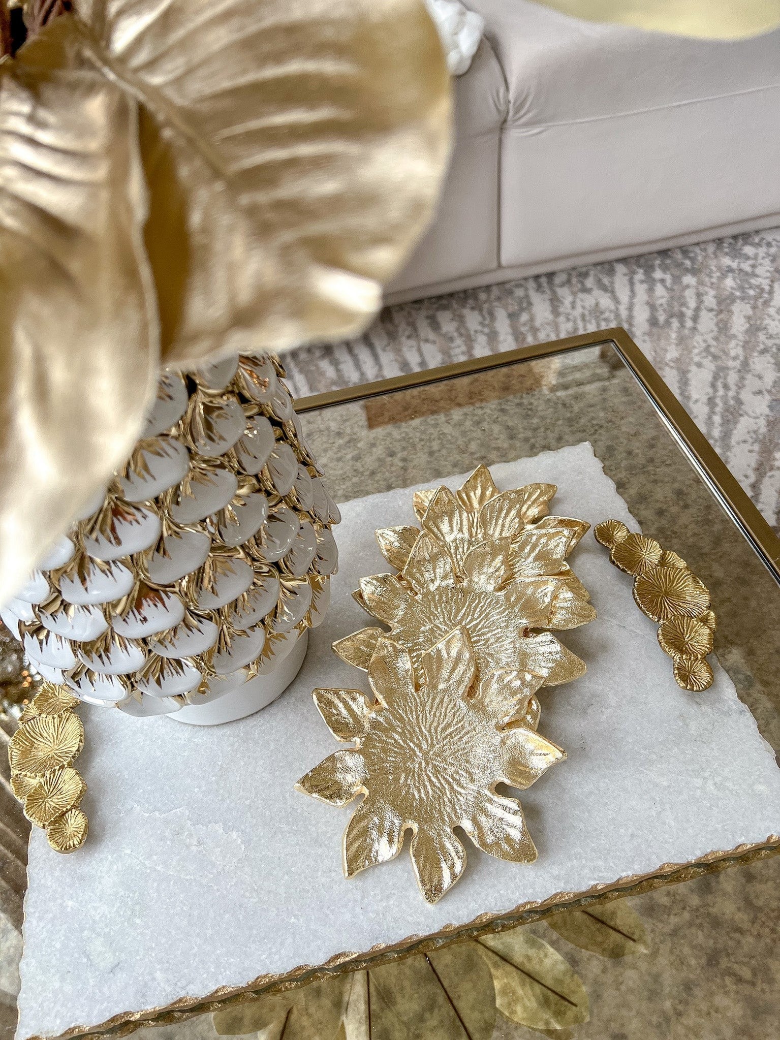 Gold Flower Coasters (Set of 4)-Inspire Me! Home Decor