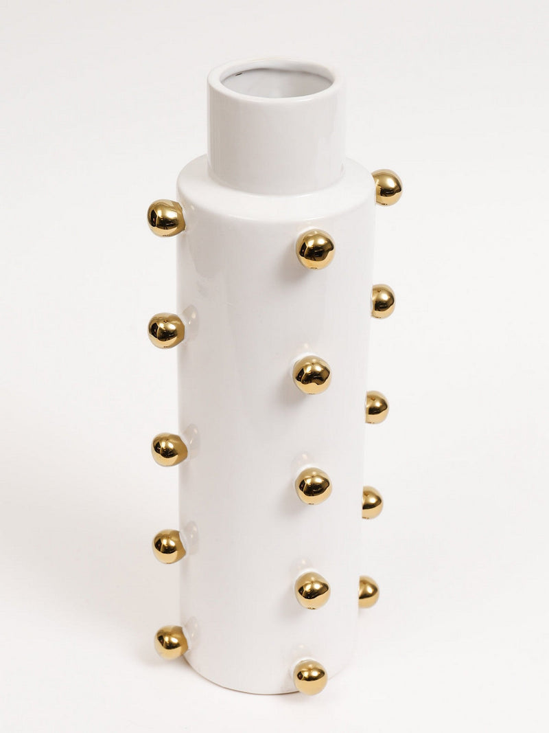 White & Gold Ceramic Studded Vase (3 Sizes)