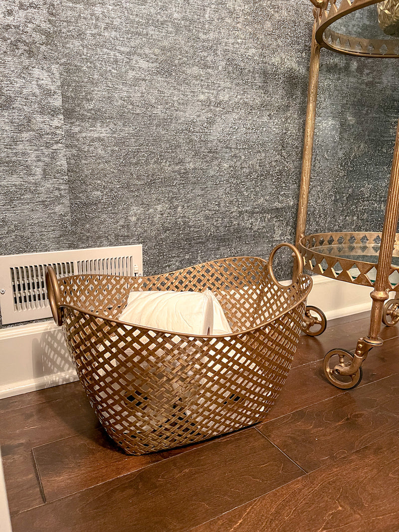 Gold Basket with Handles-Inspire Me! Home Decor