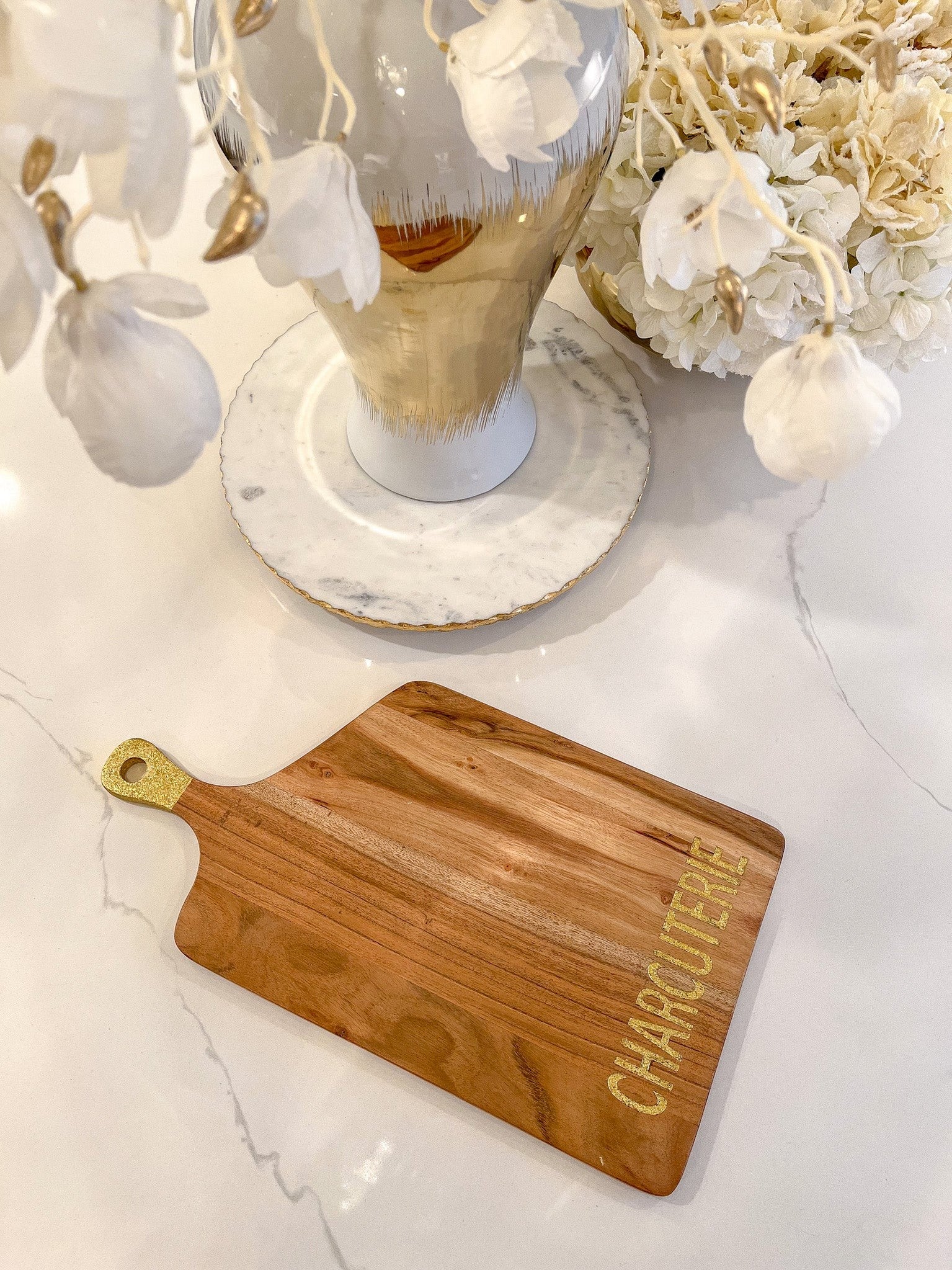 Wood Charcuterie Board with Gold Handle-Inspire Me! Home Decor