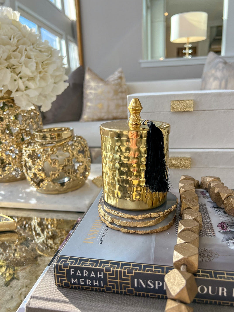Gold Canister with Tassel