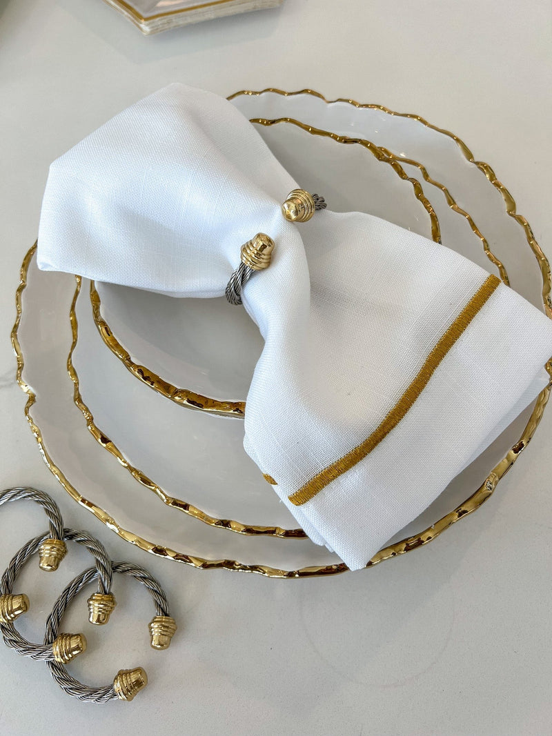 Set of 4 Silver & Gold Cable Design Napkin Rings