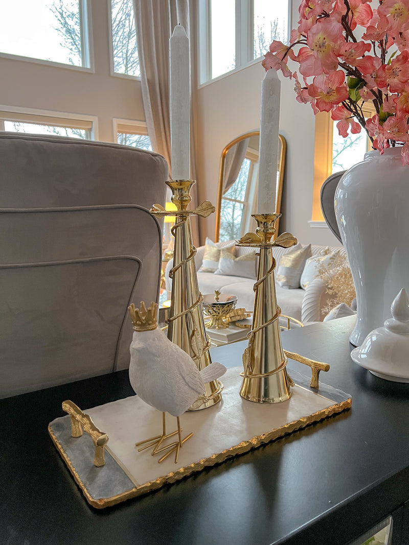 Set of 2 Birds with Gold Crowns